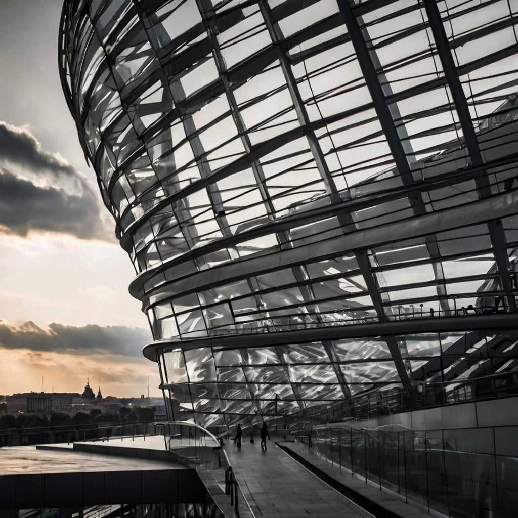 Glass Spiral – Modern Architecture of the Reichstag Dome B&W