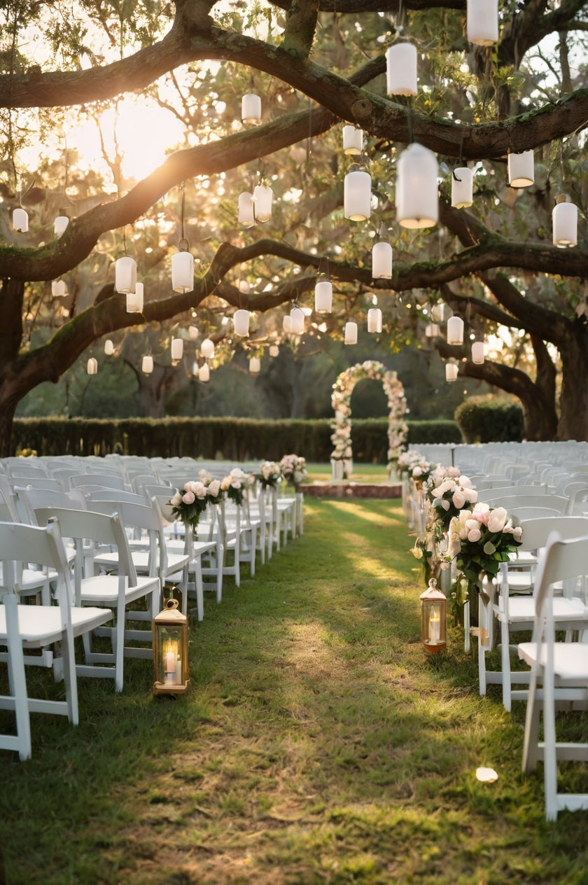 Romantic Outdoor Wedding Setup with Floral Arch My Store