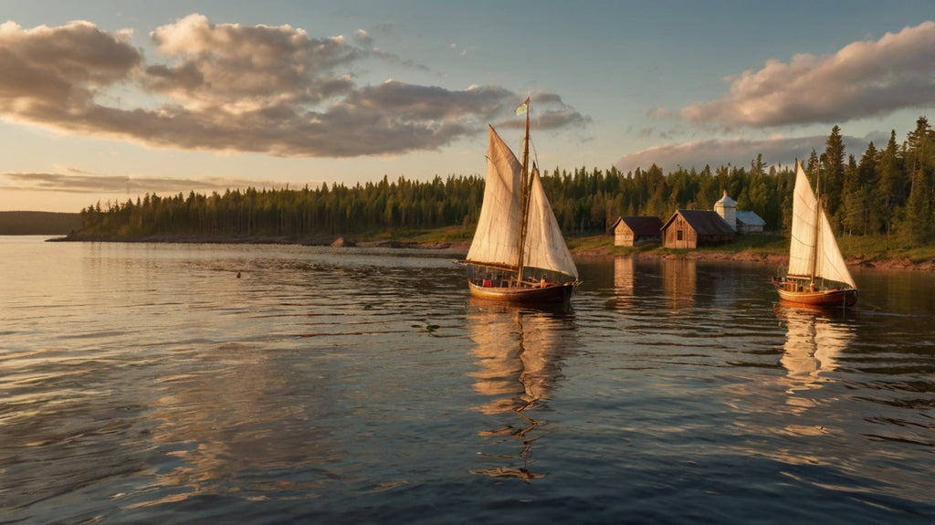 Sailboats at Sunset Near Onion-Domed Church My Store