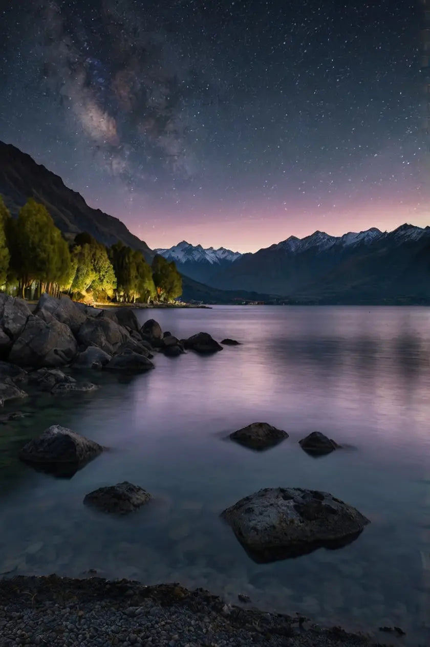 Milky Way Lake Serenity: Stunning Nightscape Print My Store