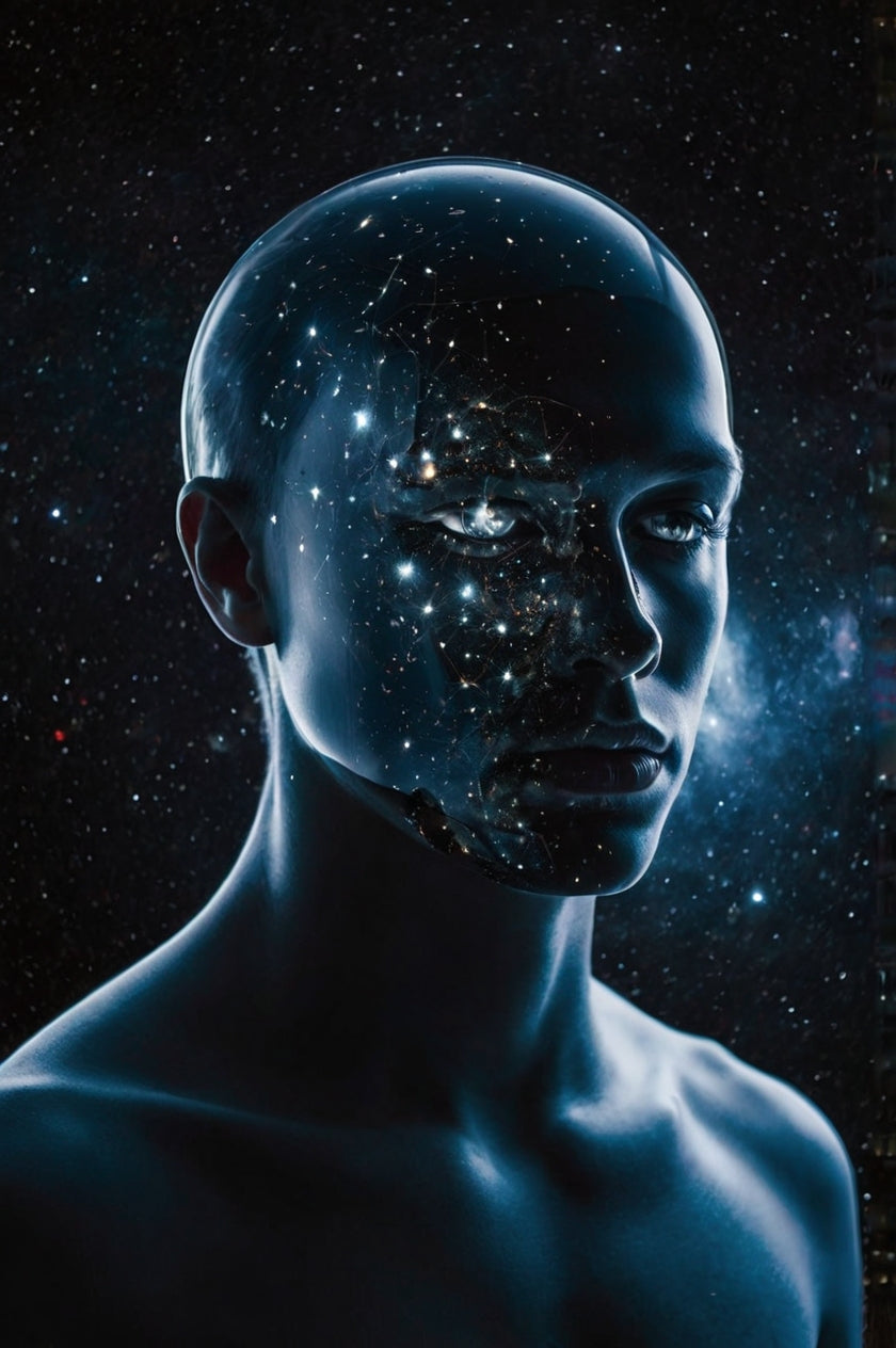 Stellar Consciousness – Surreal Galaxy Face Art Print