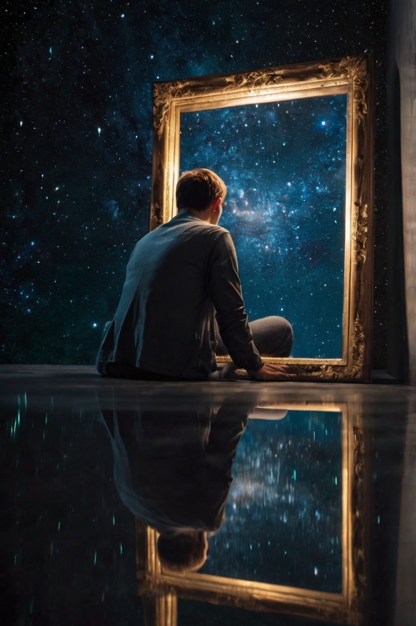 Stellar Consciousness – Surreal Galaxy Face Art Print