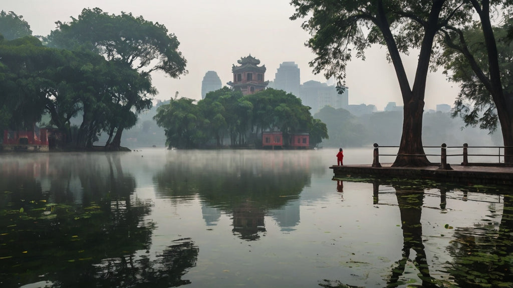 Misty Morning at Hoàn Kiếm Lake