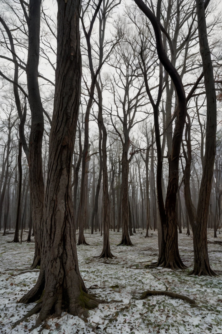 Into the Void – Haunting Black and White Twisted Forest Print
