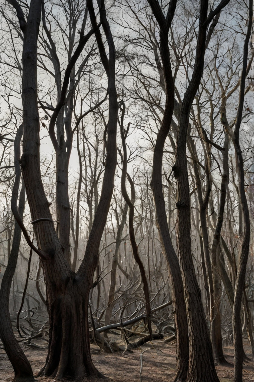 Into the Void – Haunting Black and White Twisted Forest Print