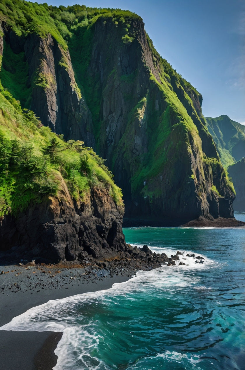 flowing of water from Steep greenery on Mountain My Store