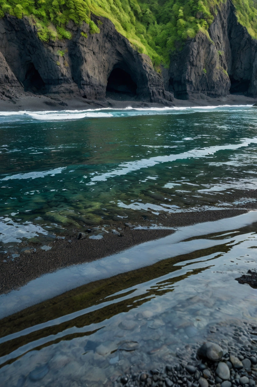 flowing of water from Steep greenery on Mountain My Store