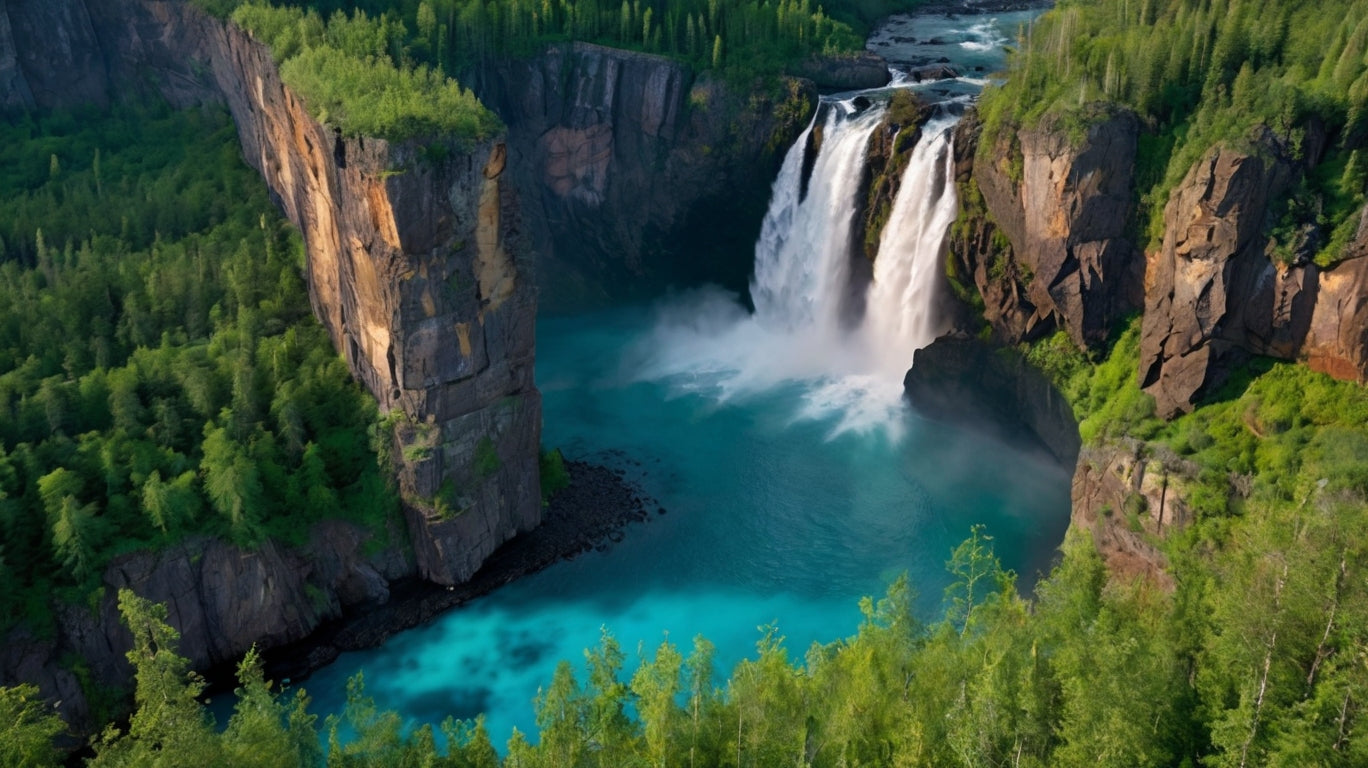flowing of water from Steep greenery on Mountain My Store