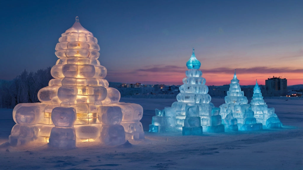 Illuminated Ice Sculptures at Twilight My Store
