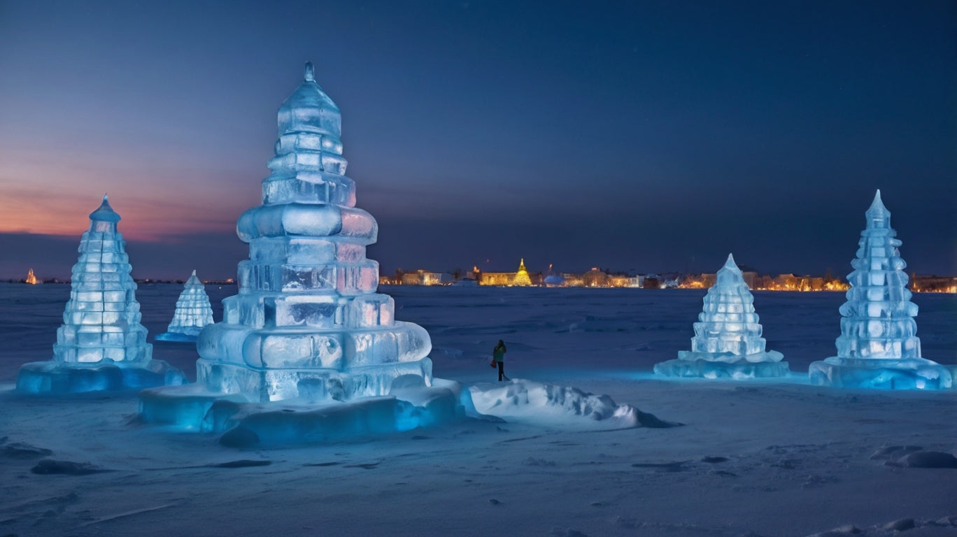 Illuminated Ice Sculptures at Twilight My Store