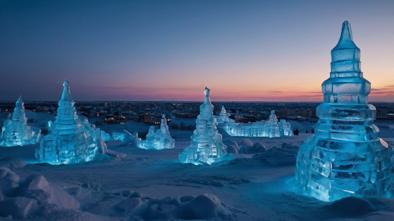 Illuminated Ice Sculptures at Twilight My Store
