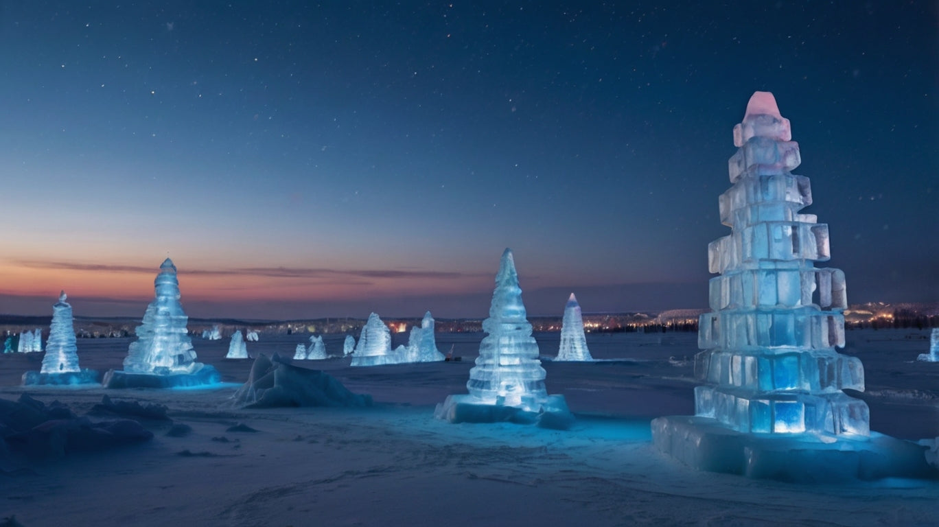 Illuminated Ice Sculptures at Twilight My Store