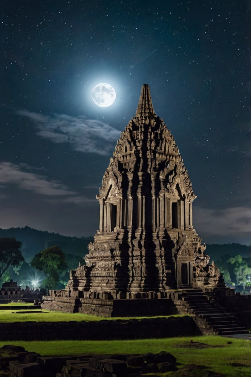 Prambanan Temple Under the Full Moon