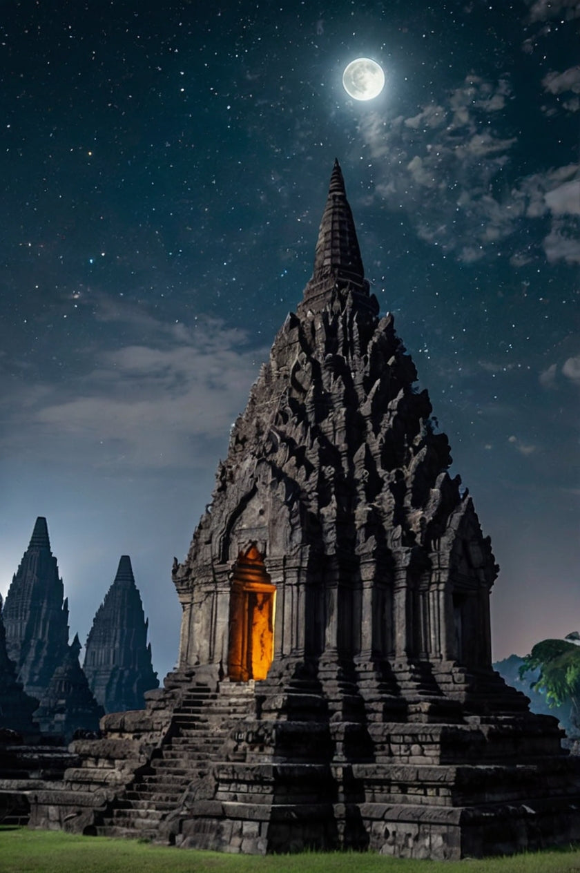 Prambanan Temple Under the Full Moon