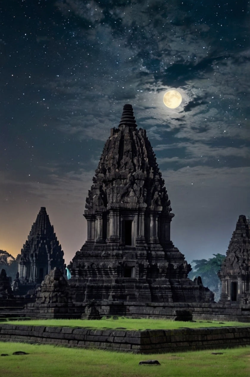 Prambanan Temple Under the Full Moon
