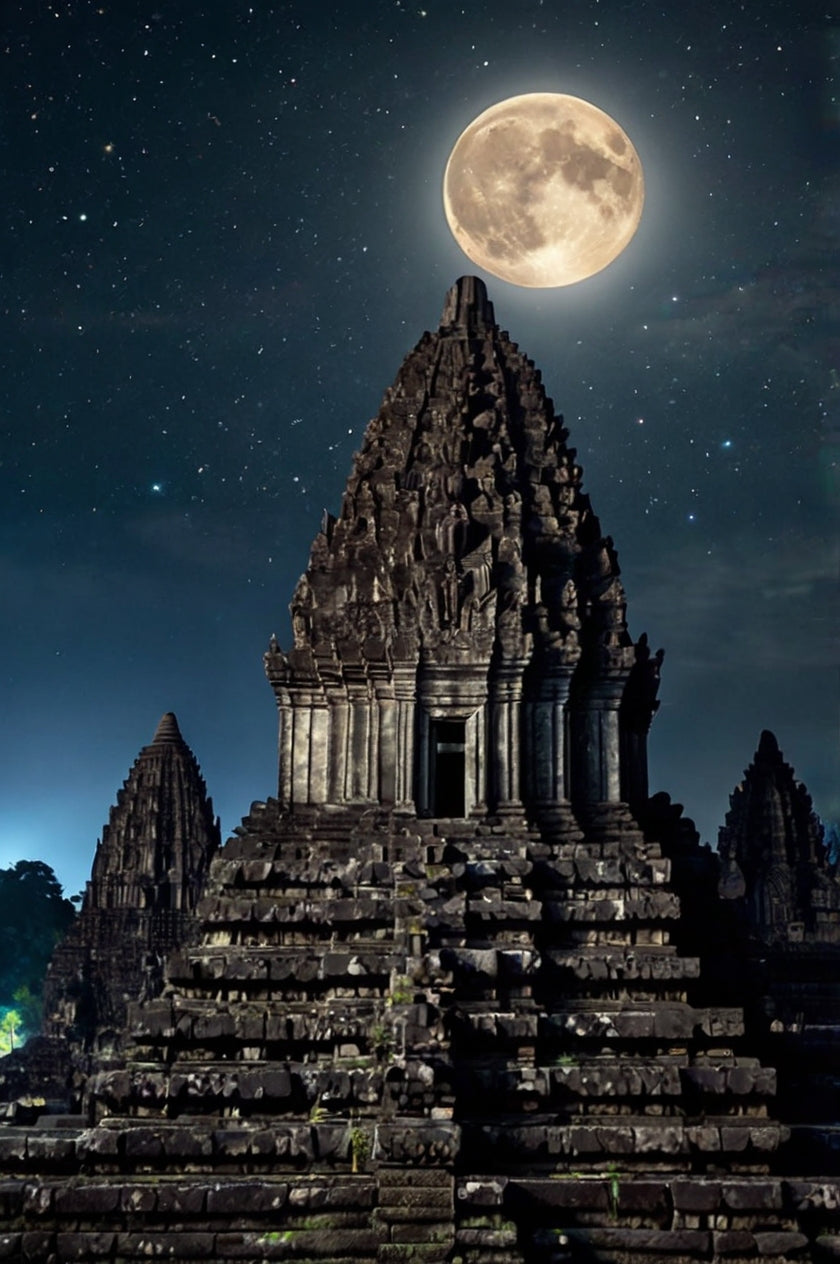 Prambanan Temple Under the Full Moon