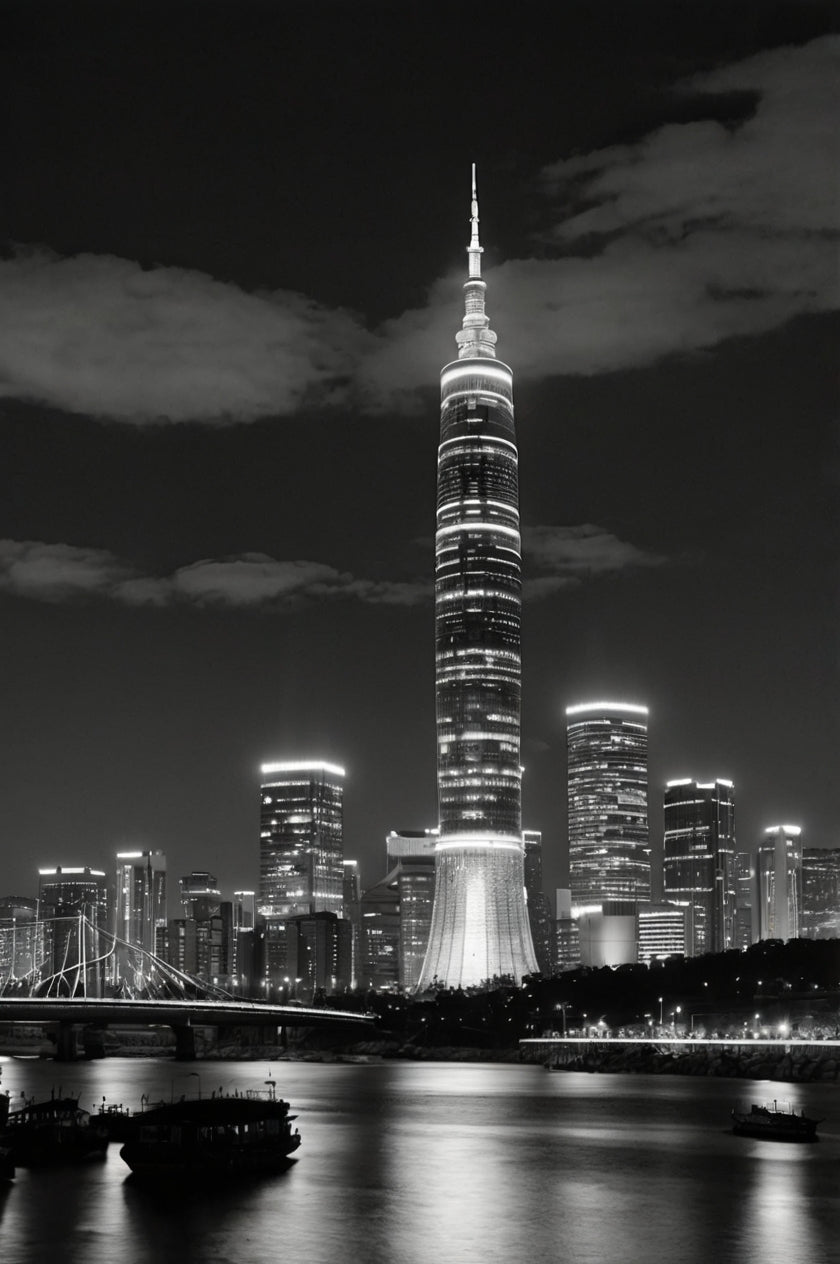 Canton Tower Night Reflection, Guangzhou