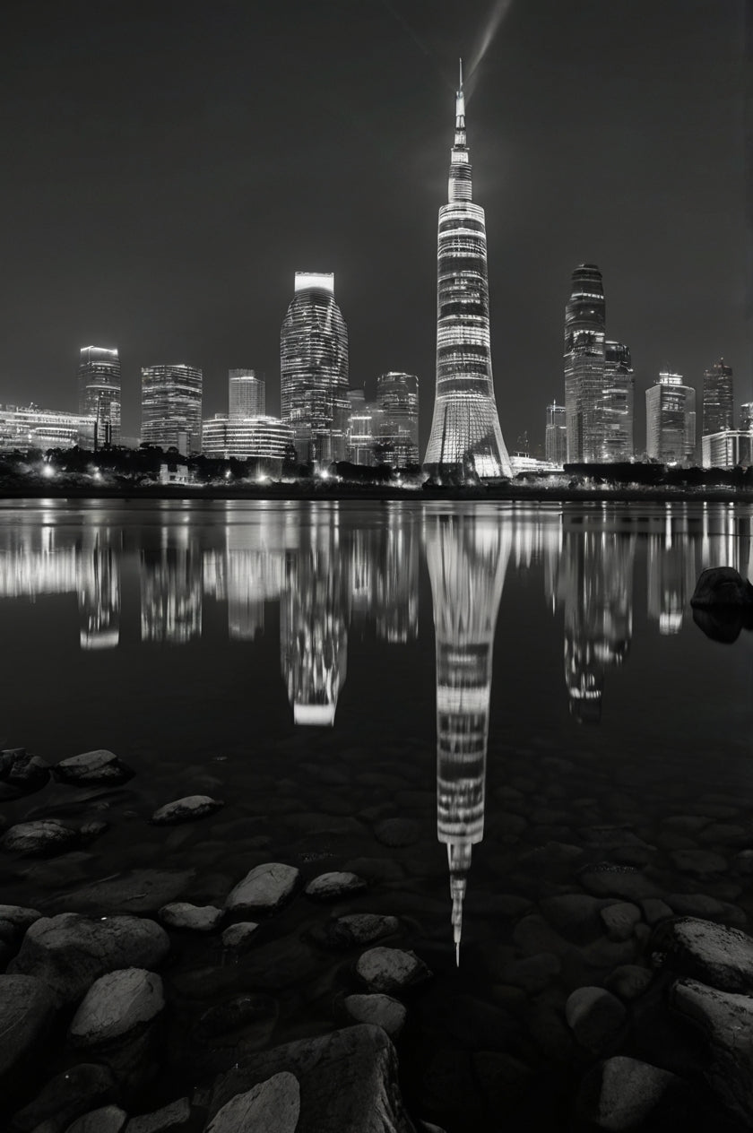 Macau Tower Reflection at Night