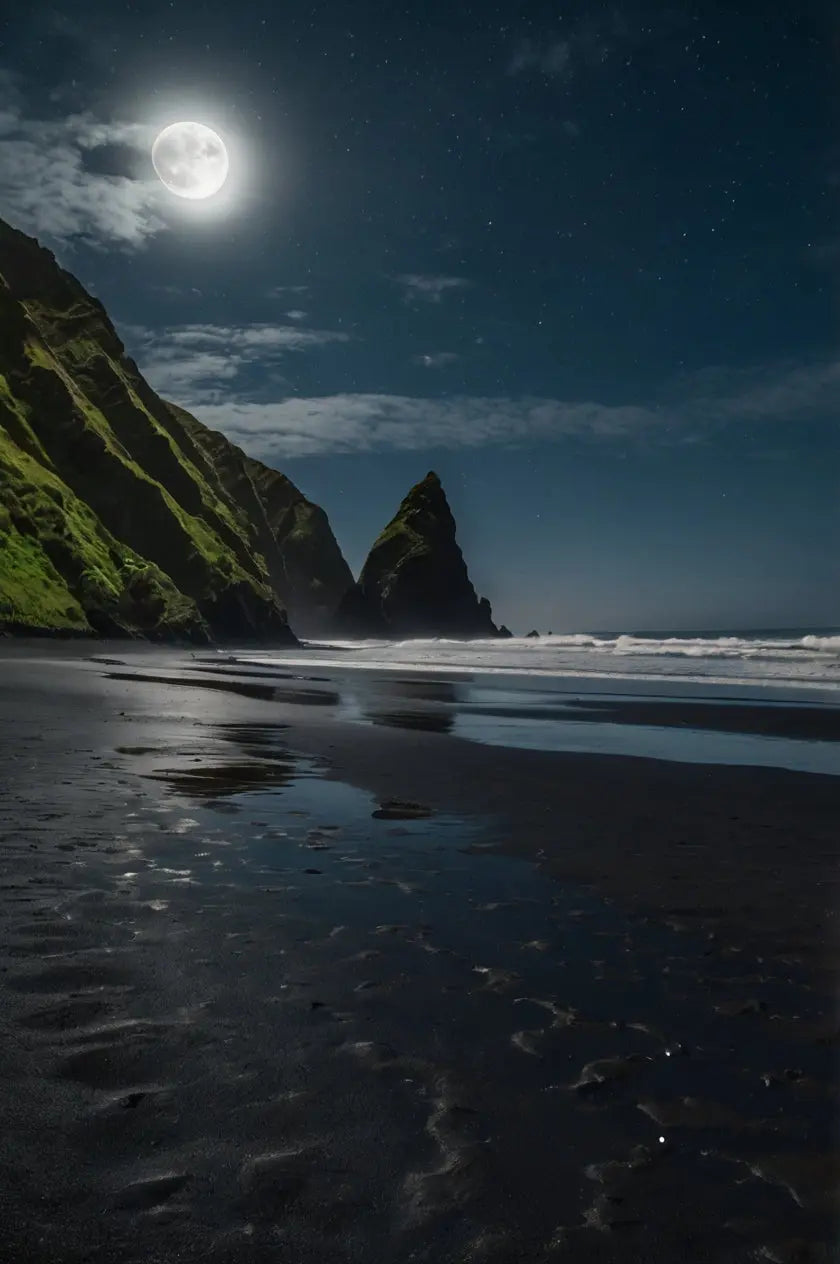 Moonlit Coastal Cliff Wall Art – Dramatic Night Seascape Photography Print My Store