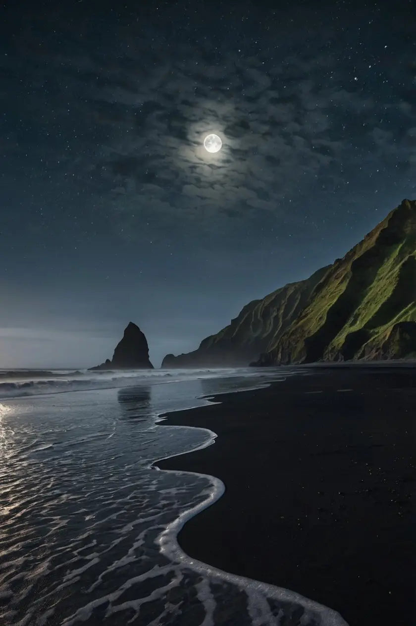Moonlit Coastal Cliff Wall Art – Dramatic Night Seascape Photography Print My Store