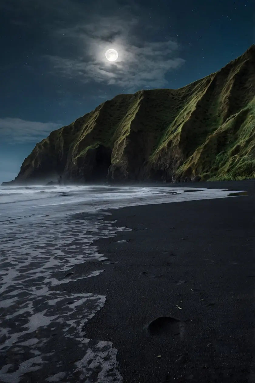 Moonlit Coastal Cliff Wall Art – Dramatic Night Seascape Photography Print My Store