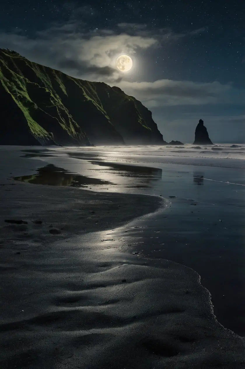 Moonlit Coastal Cliff Wall Art – Dramatic Night Seascape Photography Print My Store