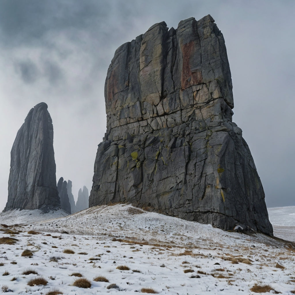 Dramatic Snow-Capped Rock Pillars at Sunrise My Store