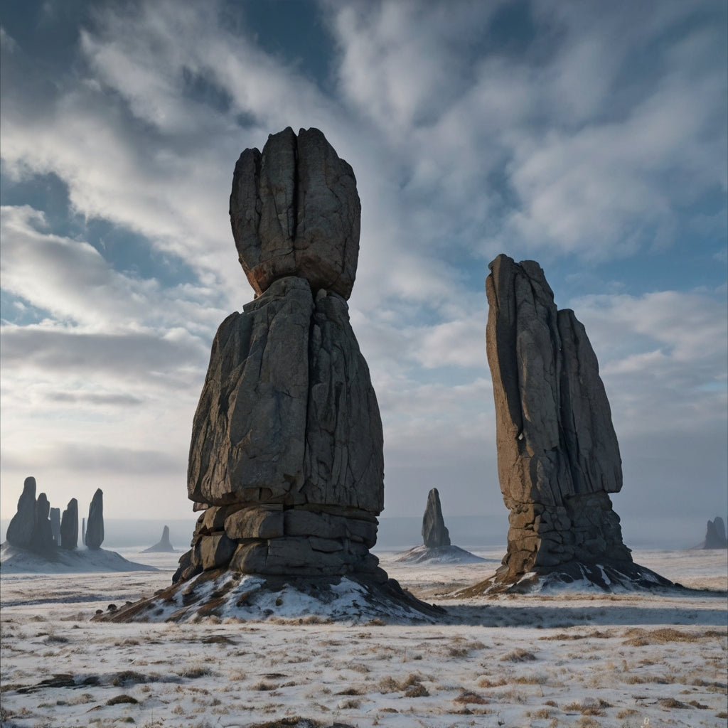Dramatic Snow-Capped Rock Pillars at Sunrise My Store