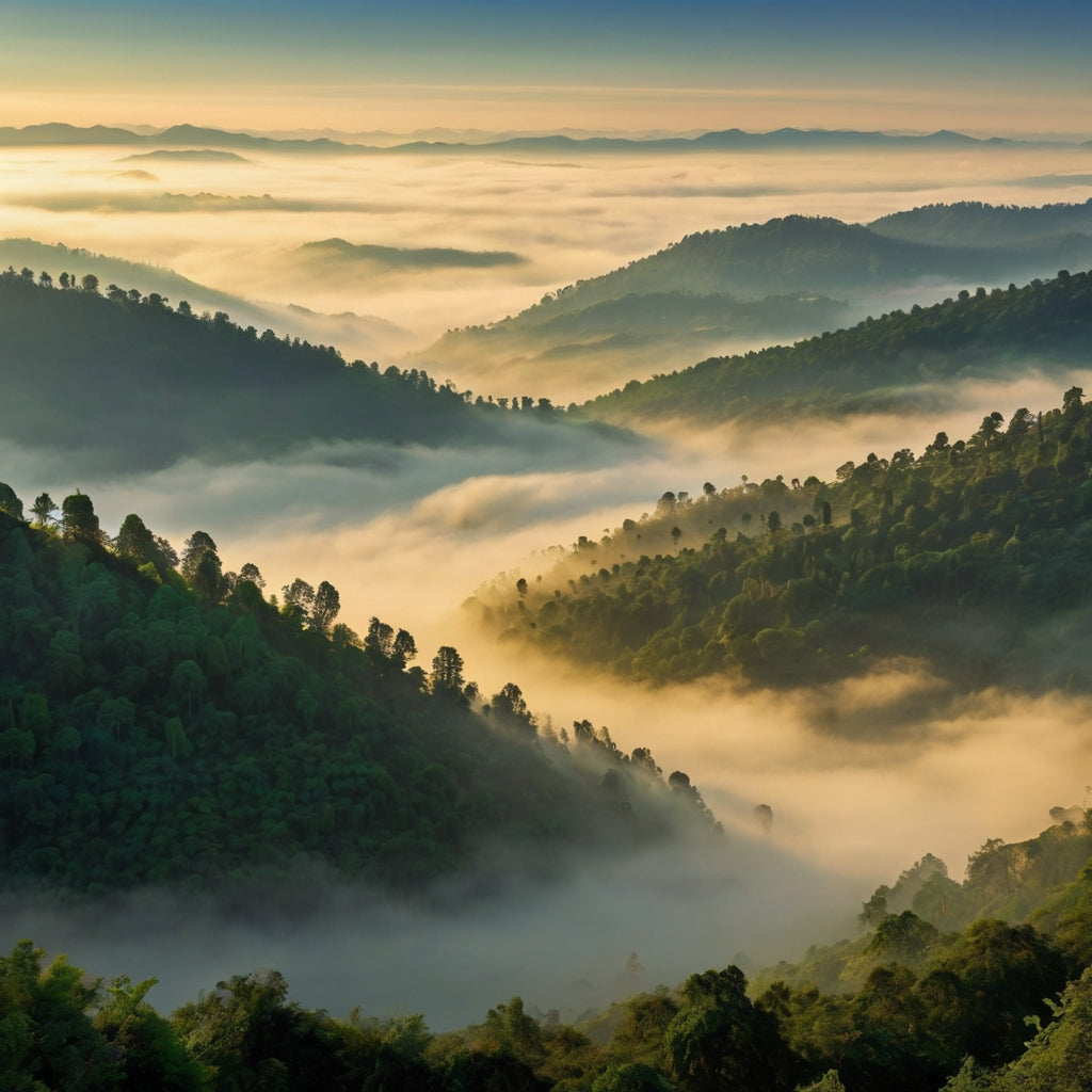 Misty Mountain Valley with Layered Fog at Dawn My Store