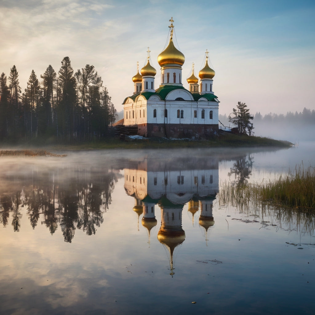 Illuminated Golden-Domed Cathedral and Stone Bridge at Night My Store