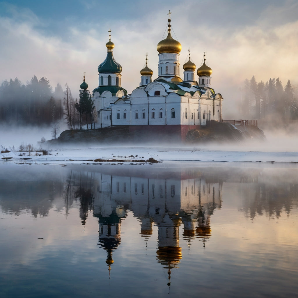 Illuminated Golden-Domed Cathedral and Stone Bridge at Night My Store