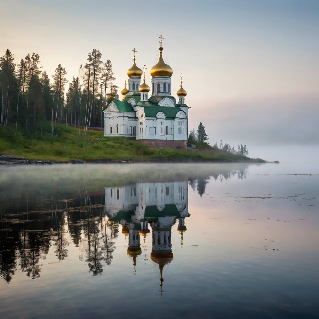 Illuminated Golden-Domed Cathedral and Stone Bridge at Night My Store