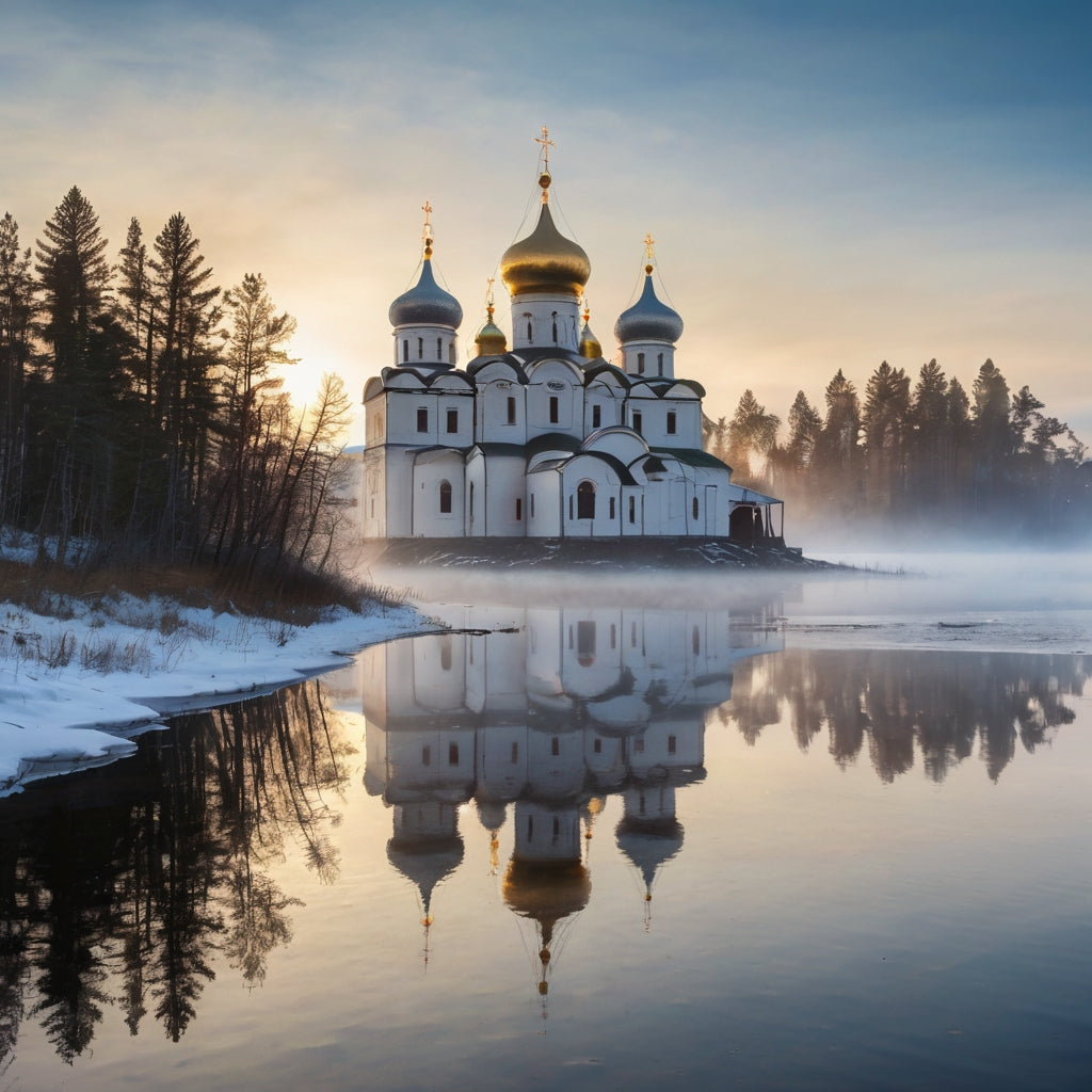 Illuminated Golden-Domed Cathedral and Stone Bridge at Night My Store