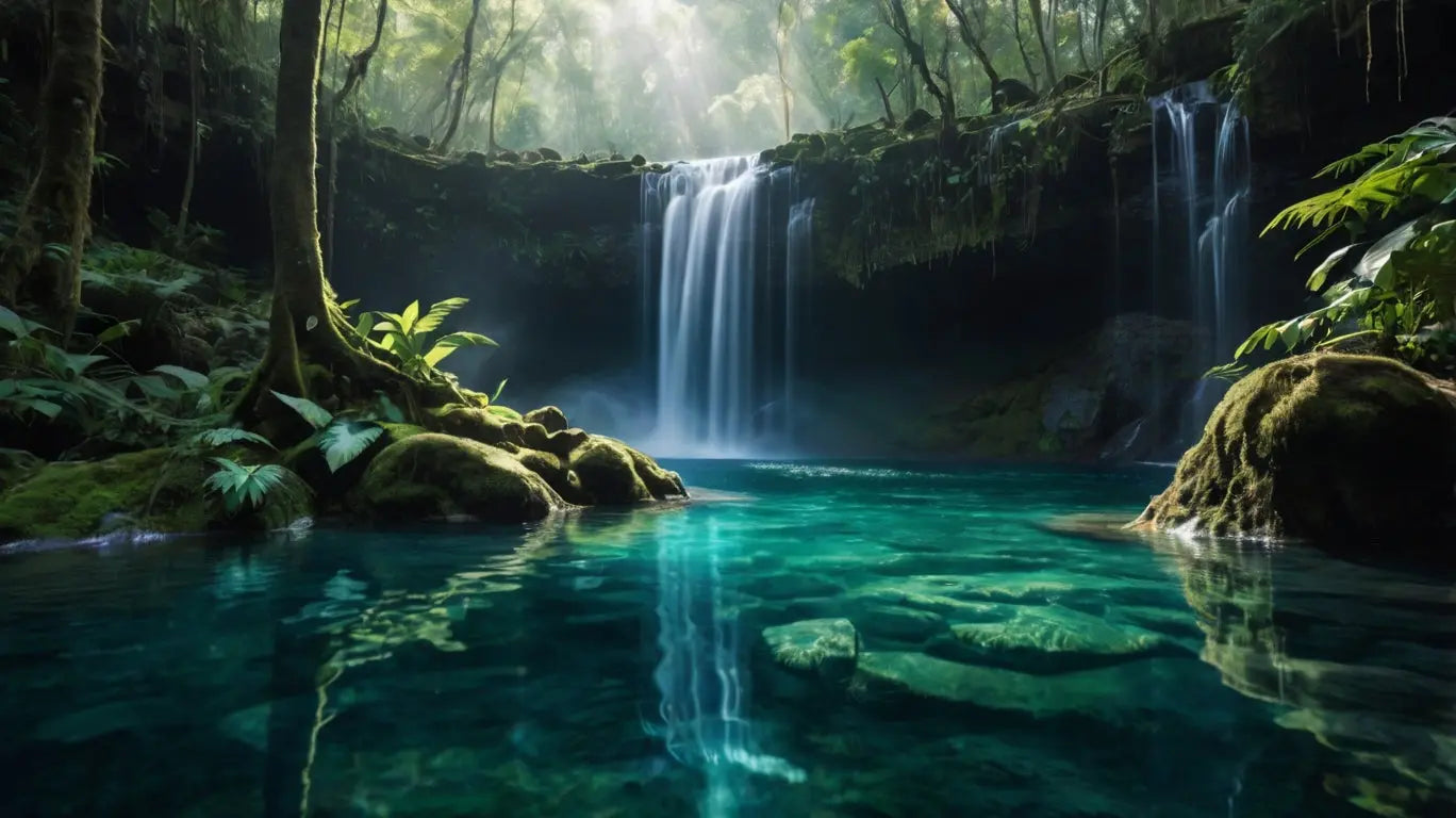 Tropical Waterfall Forest Canvas My Store