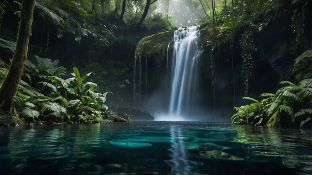 Tropical Waterfall Forest Canvas My Store