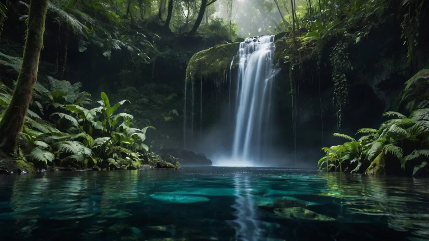 Tropical Waterfall Forest Canvas My Store