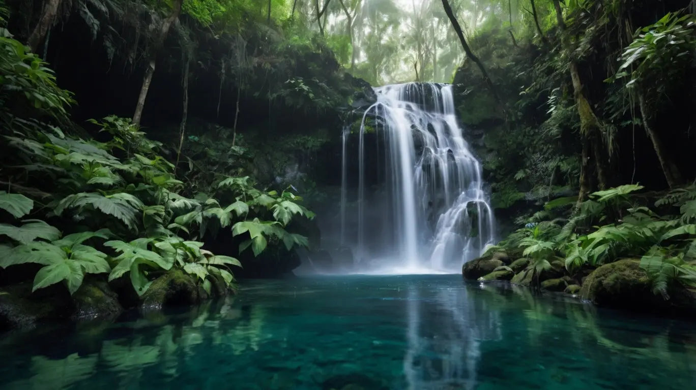 Tropical Waterfall Forest Canvas My Store