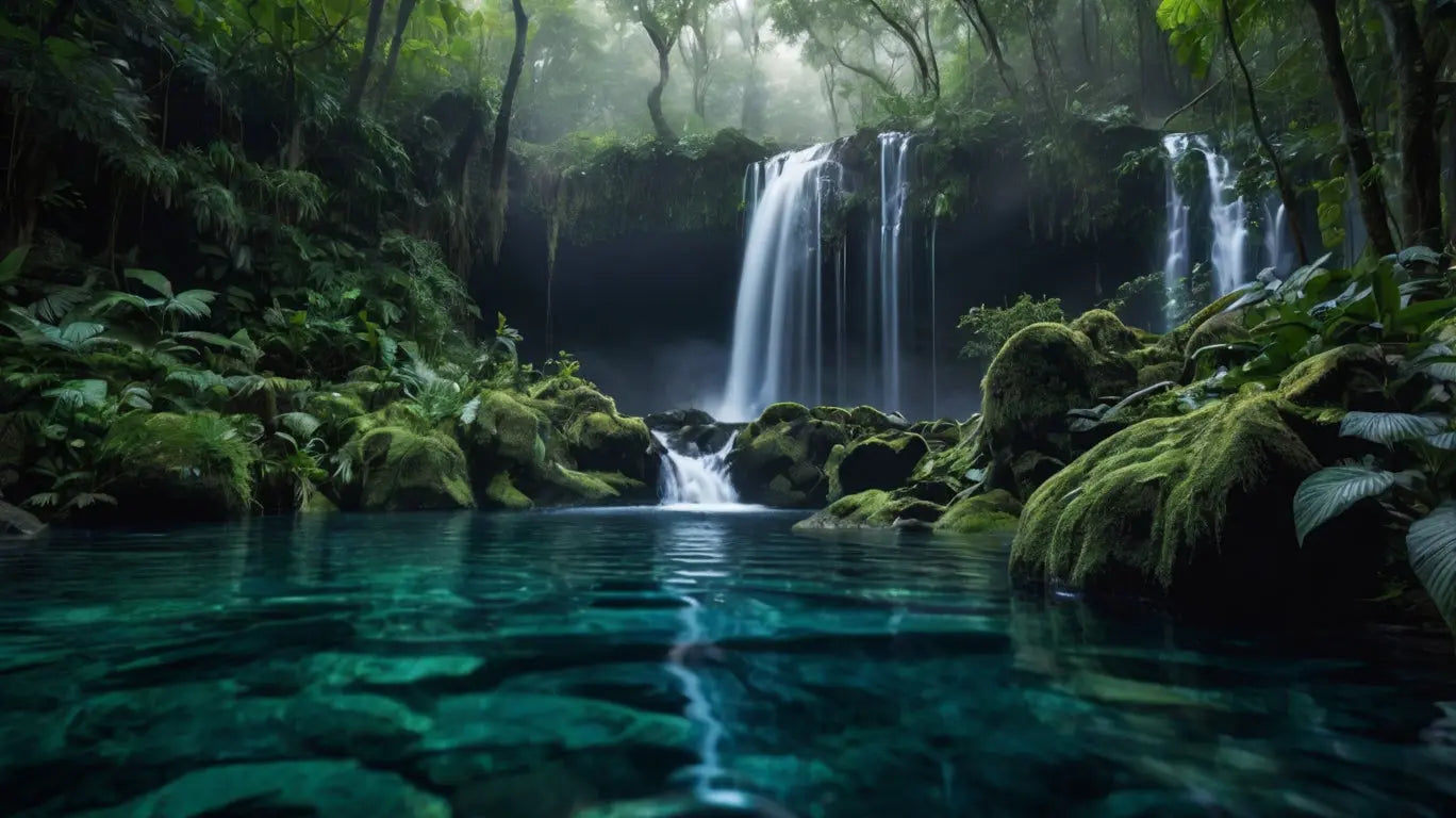 Tropical Waterfall Forest Canvas My Store