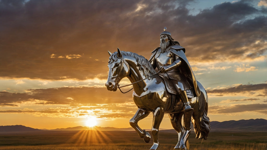 The majestic equestrian statue in the Mongolian steppe