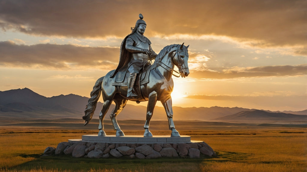 The majestic equestrian statue in the Mongolian steppe