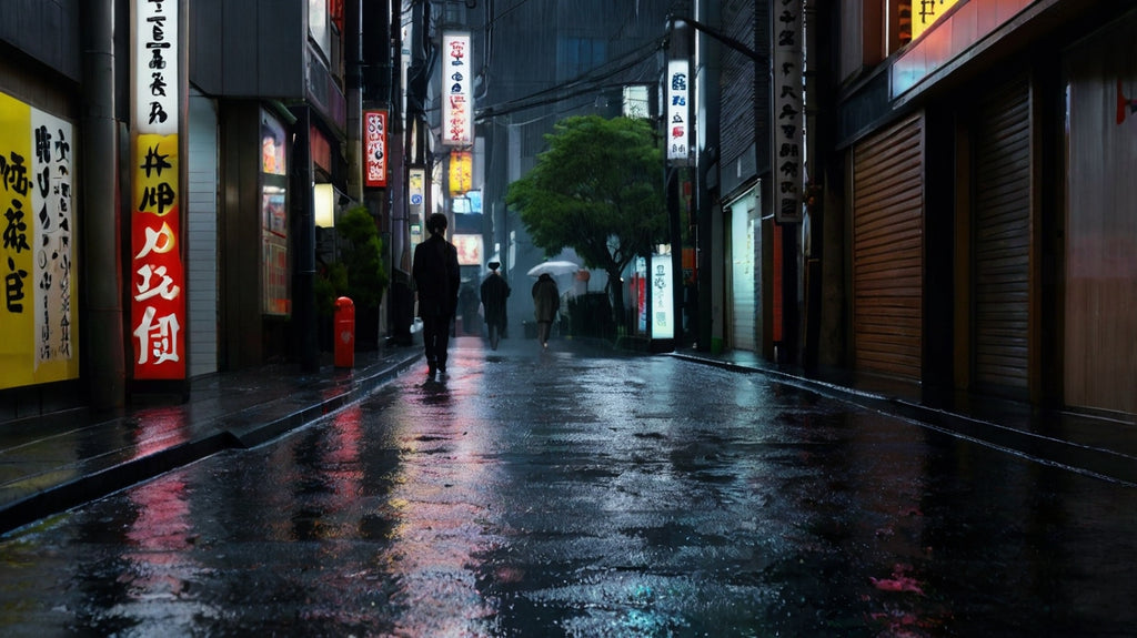Neon Rain in Old Tokyo