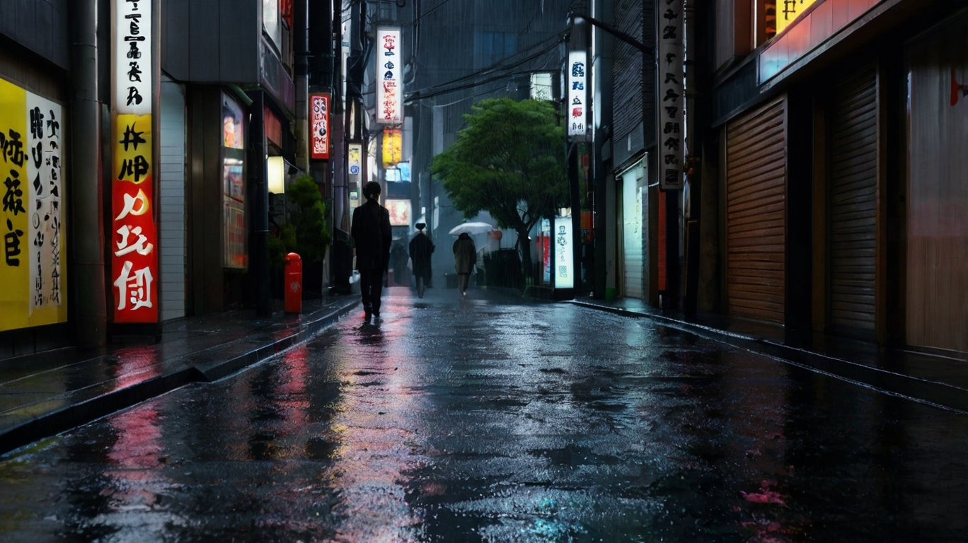 Neon Rain in Old Tokyo