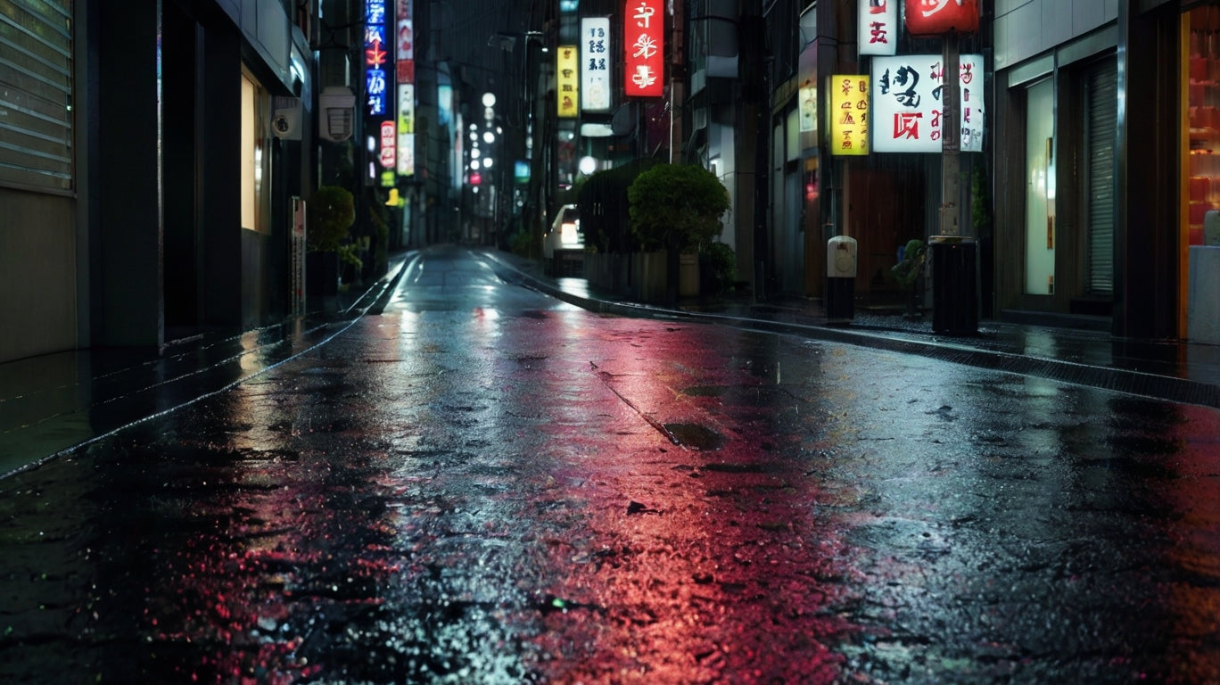 Neon Rain in Old Tokyo