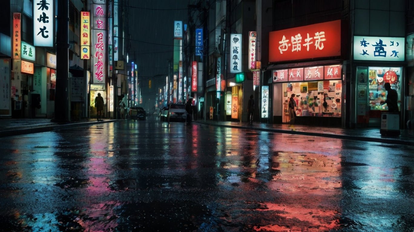 Neon Rain in Old Tokyo