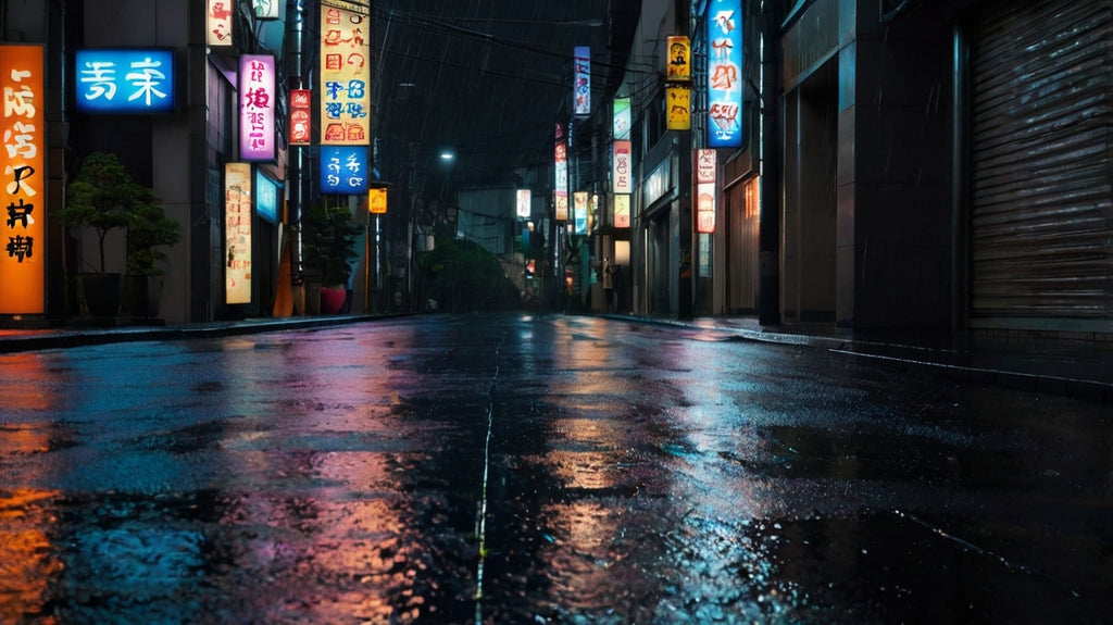 Neon Rain in Old Tokyo