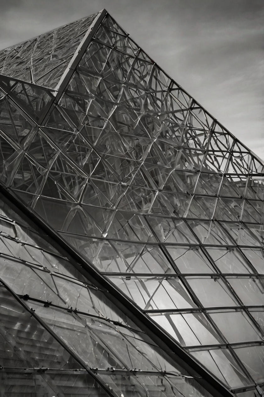 Broken Glass Louvre in Black and White