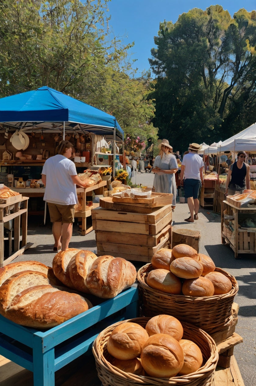 Fresh Bread at Outdoor Market Stall
