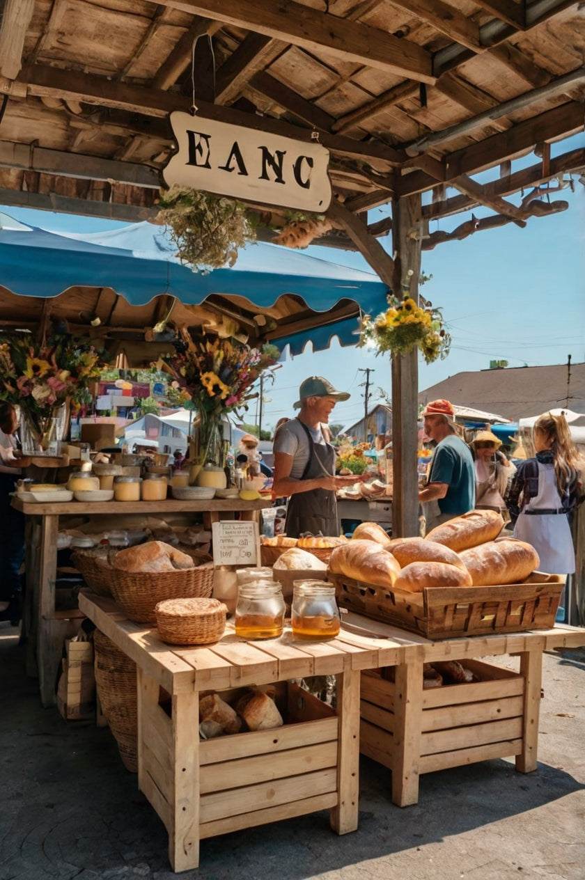 Fresh Bread at Outdoor Market Stall