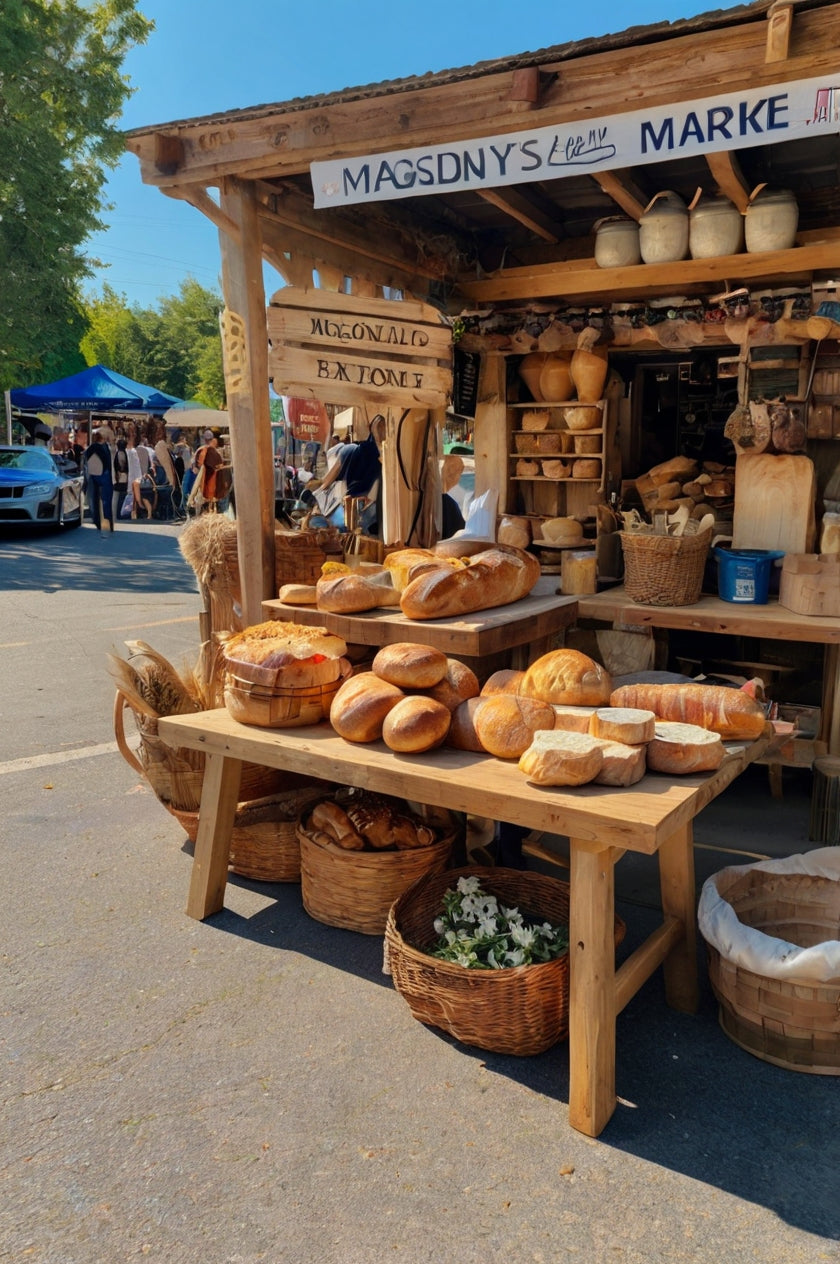 Fresh Bread at Outdoor Market Stall
