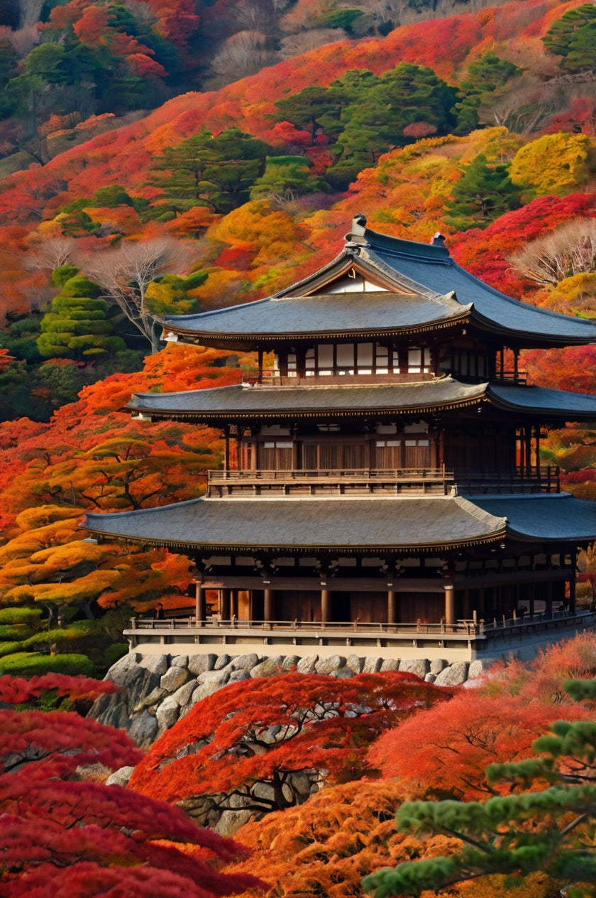 Autumn View of Kiyomizu-dera Temple